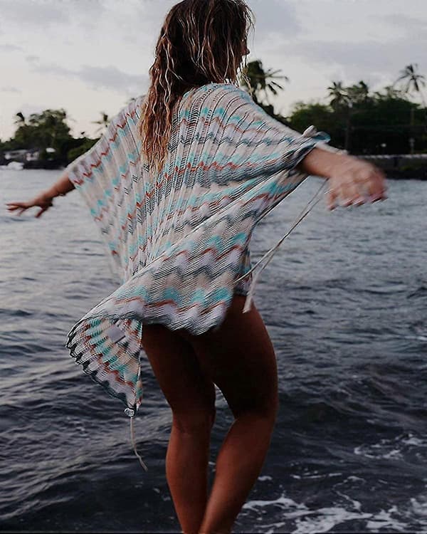 Dame Sommer Badedragt Bikini Strand Badetøj Hæklet Cover Up Multicolor 4