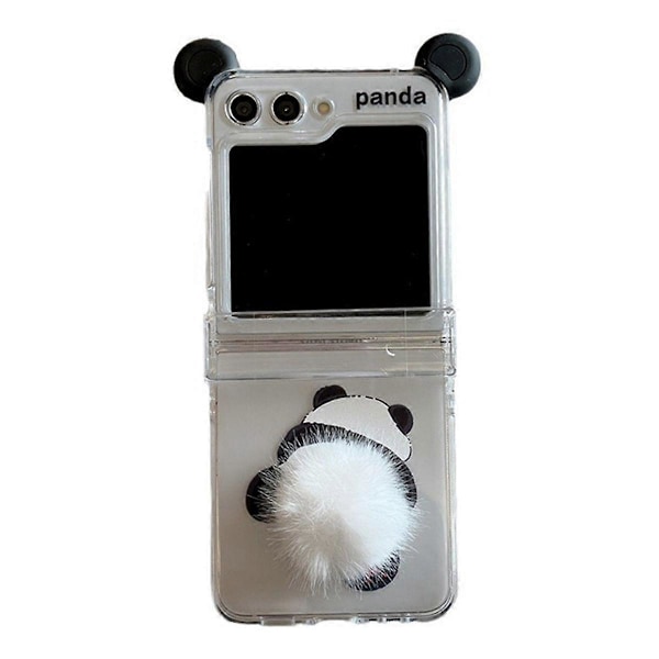 Sött Plysch Panda Telefonfodral för Galaxy Z Flip 5 Hårt PC Baksida för ZFlip5 Fodral