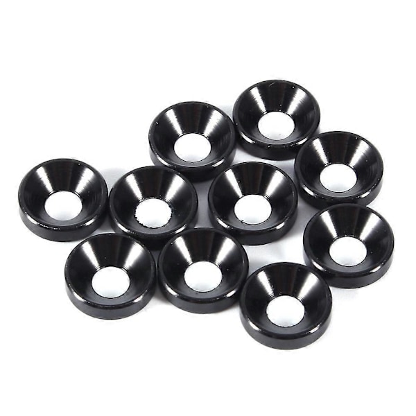 10 stk. M4 Anodiserte Forsenkede Skivepakninger i Aluminium Legering Svart