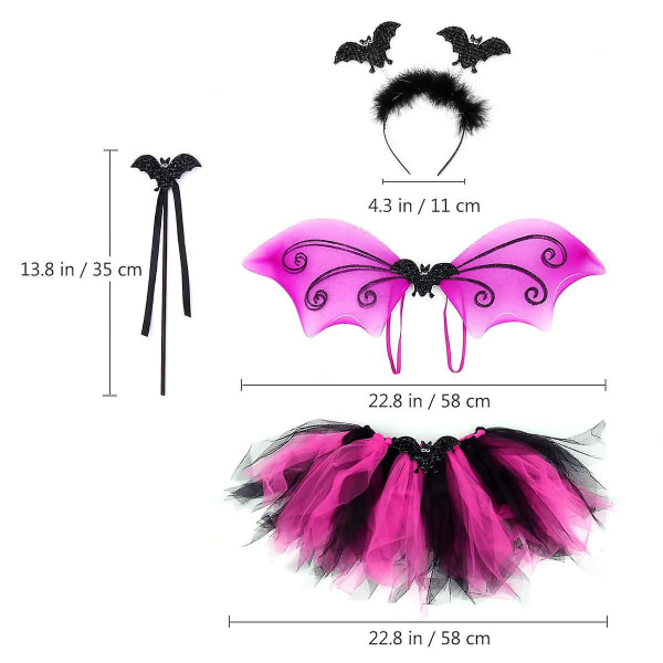 Infant Bat Wing Tutu kjol Set för flickor Barn Fairy Halloween kostym outfit Black