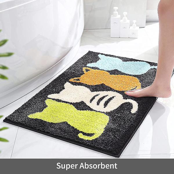 Badrumsmatta, Halkfri Söt Tecknad Anka Badrumsmatta, Ultra Mjuk Vattenabsorberande Badrumsmatta, Maskintvättbar Badrumsmatta För Badkar, Dusch Och Badrum (1 Black-cat