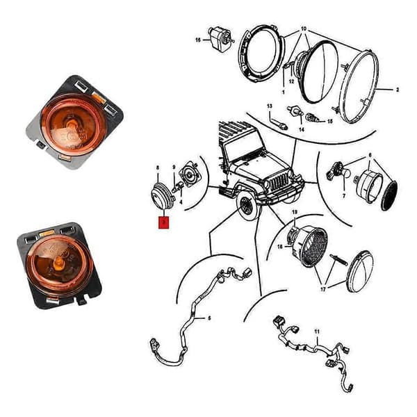 Pærer Side Frontlampe Blinklys for Wrangler-JK 2007-2015 Halogen Markeringslys Side Lampe Klaring Lys