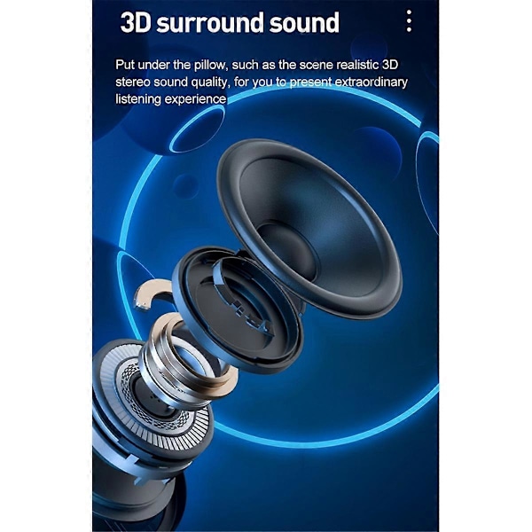 Bluetooth-kaiutin tyynyn alle, luujohtokuulokkeet, ladattava langaton stereokaiutin, valkoisen kohinan kaiutin, musta