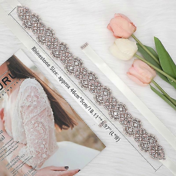 Brudebælte Håndlavet Krystal Rhinestone Flettet Brudekjole Bælte til Brudekjoler Style C