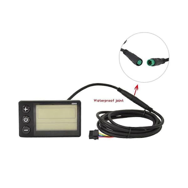 S866 Elektrisk Cykel LCD-Display Elektrisk Scooter Display Mätare Kontrollpanel med Vattentät Kontakt och Vattentät Kabel