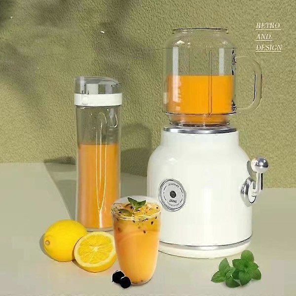 Mini Blender med dobbelt kop, retro shake- og isknuser, bordblender med blade i rustfrit stål