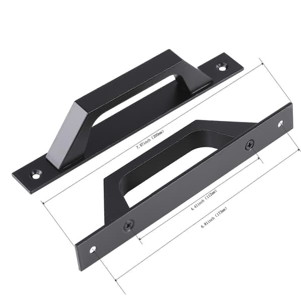 Pieces Låvedørhåndtak | Solid Svart Ståldørhåndtak | Inkluderer Skrue (Svart, 20cm)