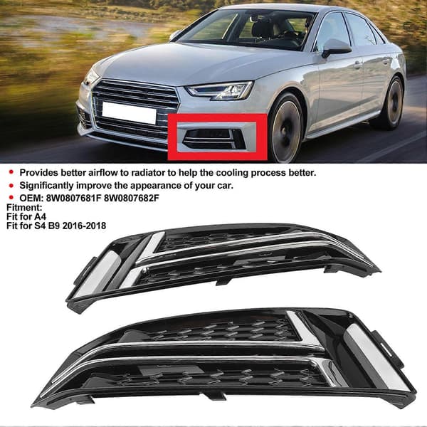 2 stk. Frontkofanger Nedre Grill Sort 8W0807681F Erstatning Passer til A4 S4 B9 2016-2018