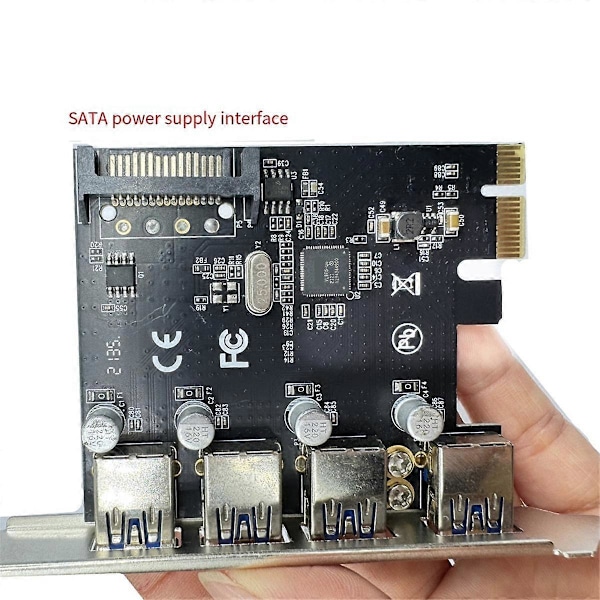 4 Portin USB 3.0 PCI-E -laajennuskortti PCI Express PCIe USB 3.0 Hub -sovitin 5 Gbps Riser-ohjainjatke SATA-virralla