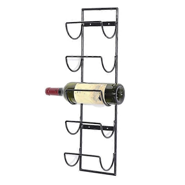 5 Flaske Jern Vægvinstativ Simpel Hængende Vinreol Opbevaringsholder Hylde Bar Køkkenreol Flaske Display Stand