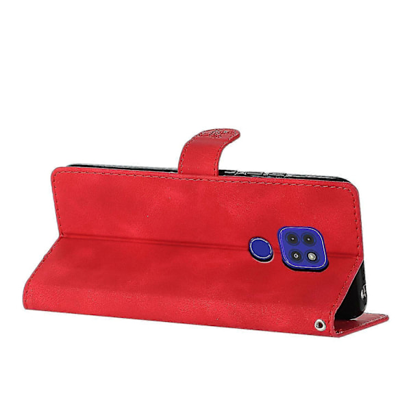 Blomster Læder Etui Til Motorola Moto G9 / G9 Play / E7 Plus Red
