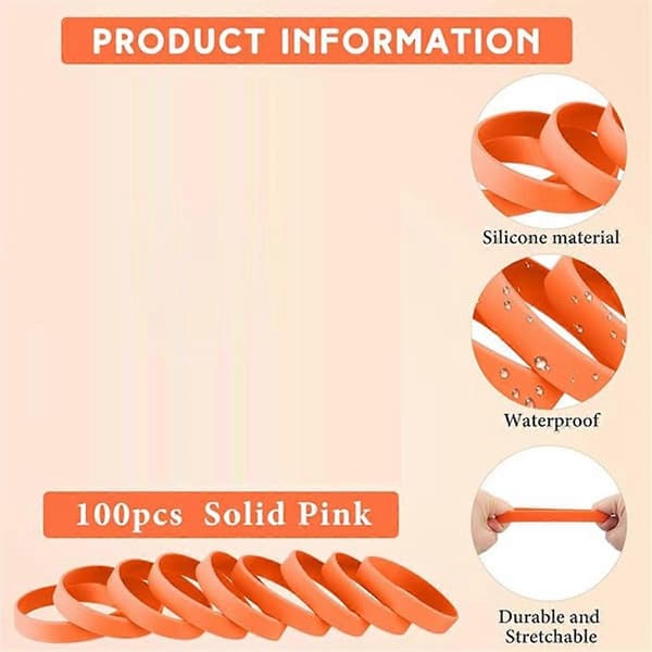 100 st Blank Elastisk Enfärgad Silikonarmband Stretch för Män Kvinnor Tonåringar Presenter Studenter Sportartiklar, D