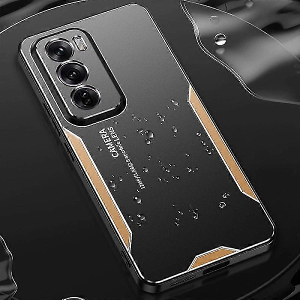 Skal för Oppo Reno12 Pro 5G Aluminiumlegering+TPU+PC Anti-Drop Telefonskydd Gold