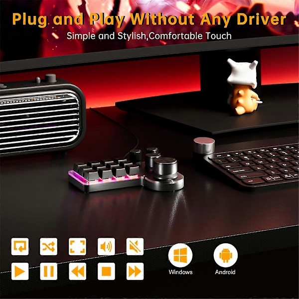 Mini Tilpasset Tastatur 12 Taster 4 Knotter RGB BT Mekanisk Tastatur Hotswap Programmering Makro Gaming Tastatur Svart