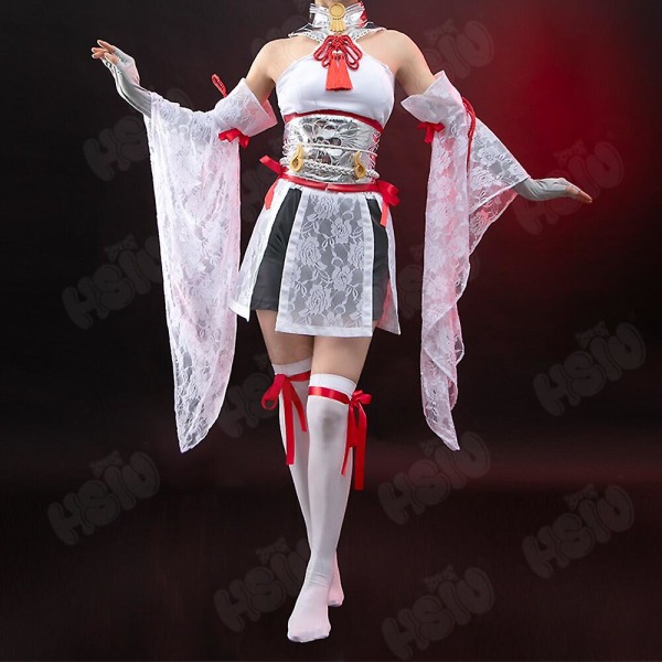 Spel Naraka Bladepoint Cosplay Kostym Tsuchimikado Kurumi Cosplay Vita Strumpor Uniform Kostym Otaku Kaori Wig XL