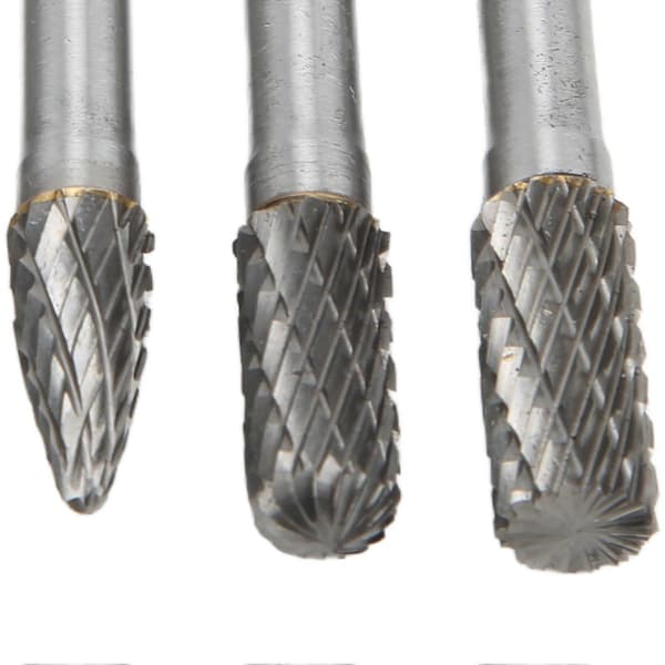 5 stk./sæt Tungsten Carbid Roterende Fræserbits Sæt 6x8mm Dobbelt Skæring til Polering Slibning Gravering Boring ACDF