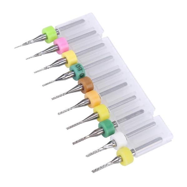10 stk 0,5/0,6/0,7/0,8/0,9/1,0/1,1/1,2/1,3/1,4 mm PCB Endefrese Graveringsbits Kutter 1/8\" Skaft
