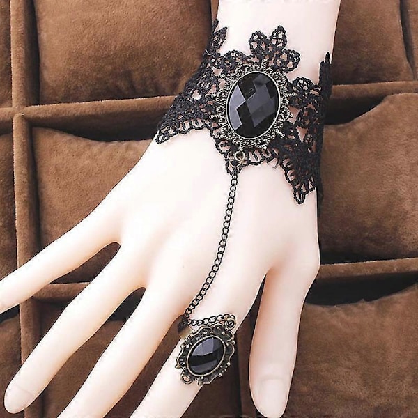 Unikt Handsele Armband Elegant Rosdekor Svart