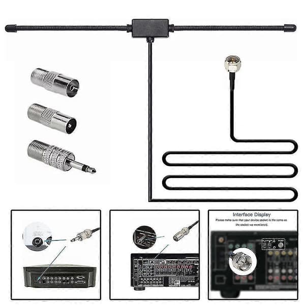 DAB FM Radioantenne FM Dipol Antenne Audio Pluggkontakt for Stereomottaker