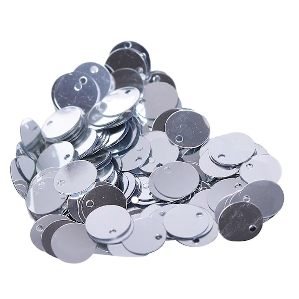 300 stk. PVC Håndverk Løse Paljetter Flate Runde Paljetter for DIY Dekorasjon Klesbroderi Silver