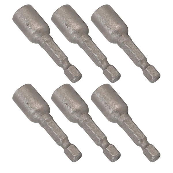 10 stk. Power Topnøgle Hex Magnetisk Bitsæt Top Impact Borebits M8x48mm 1/4in Skaft Grå