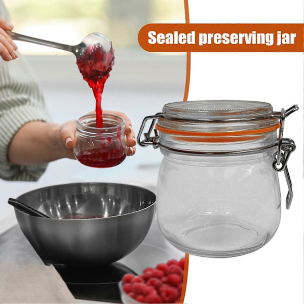 6 st Förvaringsburkar med Försegling Livsmedelsgodkända BPA-fria Diskmaskinssäkra Transparent Design Syltburkar Glasbehållare