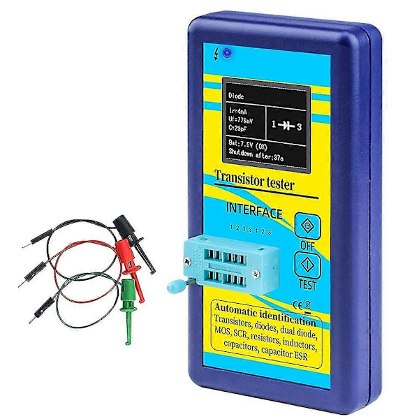M328 Transistor Testare Diod Triod Kapacitansmätare LCR ESR Mätare NPN PNP Resistans Induktans Multimeter Blå