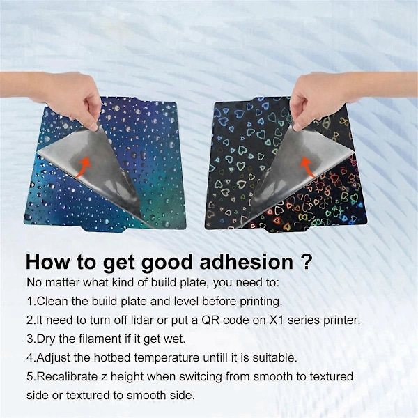 +Raindrop PEH Ark 3D Dobbeltprintet Magnetisk Fjederstålplade til X1 X1C P1S P1P A1 257x257MM