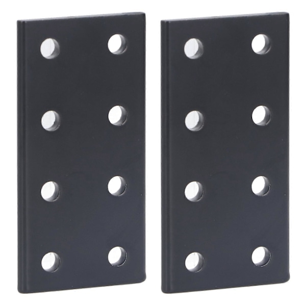 2 stk. 8-hullers samleplade, rektangulær, aluminiumslegering, til bord, seng, sort
