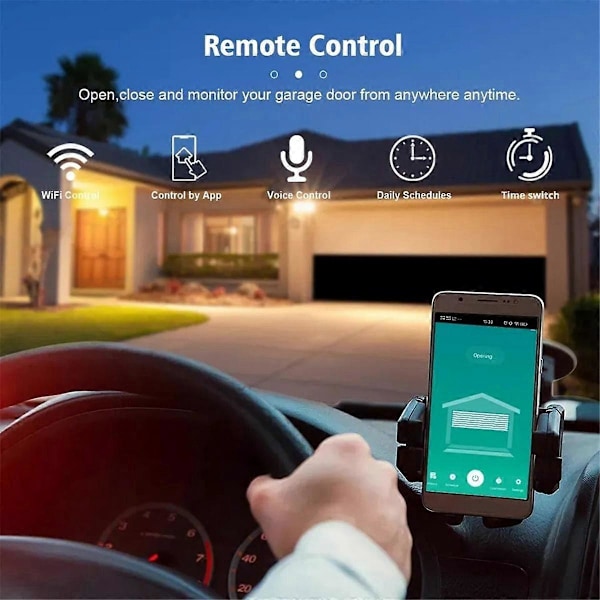 Tuya WiFi autotallin oven avaajan ohjain, etäohjaus matkapuhelimella sovelluksella, Alexa Home -ääniohjaukselle