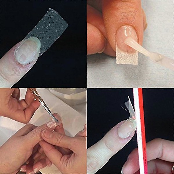 2 st Glasfibernagelskydd Starkt Nagelskydd För UV Gel Akrylnaglar Självhäftande Glasfiber Och Silkeslindade Nagelkonstverktyg