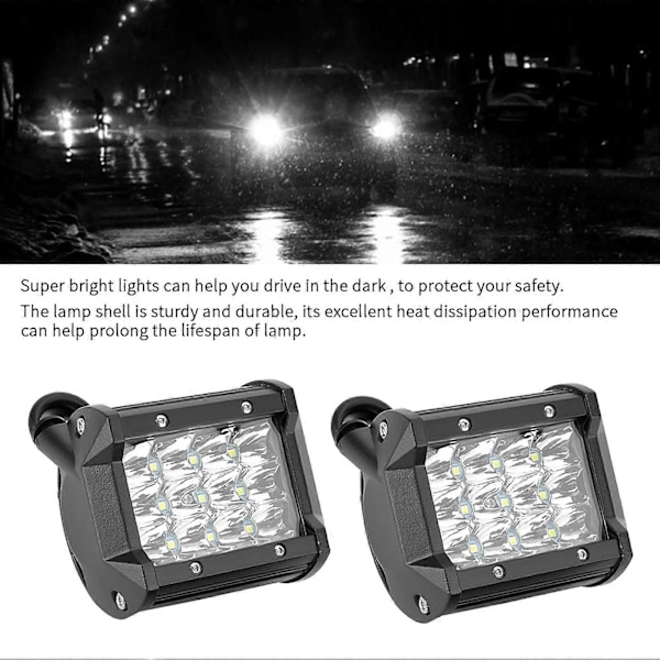 1 Par 4 tum 4-Rad 36W LED Universal Arbetsbelysning Extraljus Bil Lastbil Modifiering