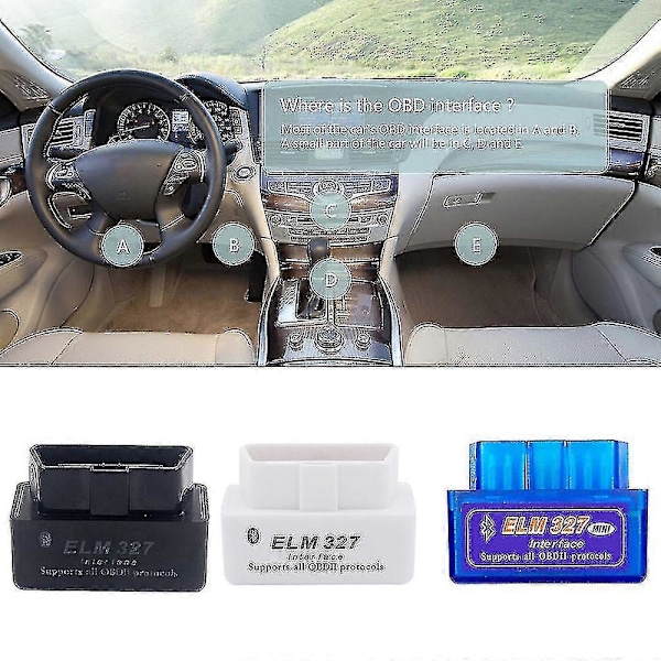 För Peugeot 206 207 307 2008 208 308 5008 Obd2 Scanner Elm327 Bluetooth V2.1 Elm327 Bilscanner Diagnostisk Testare Black