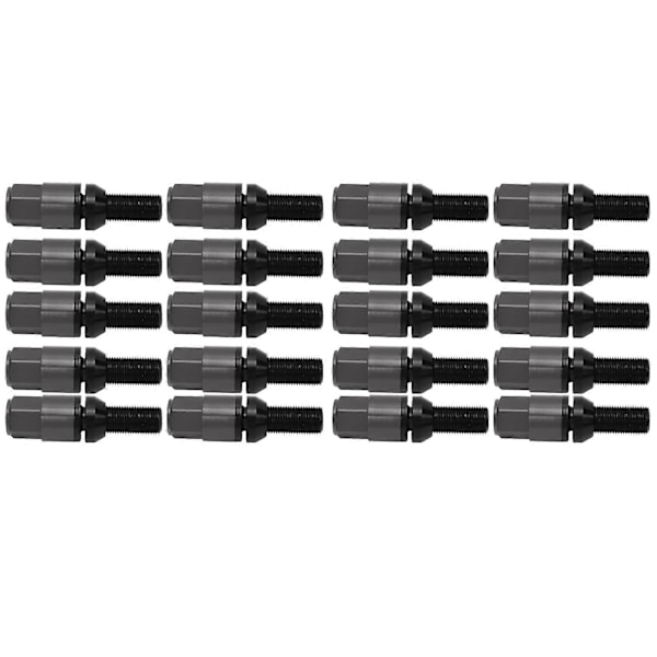 20 stk. hjulbolter med hetter M14x1.25 konisk sete stål aluminiumslegering for bil titan