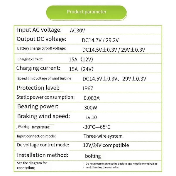 PWM Controller 300W Vindmølle Ladecontroller Vandtæt Regulator til Vindgenerator 12V 24V AUTO Skift 16A
