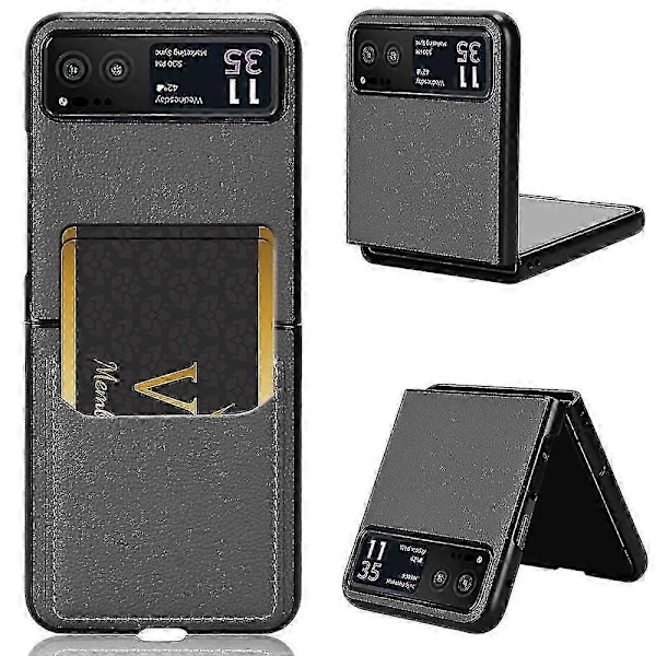 Motorola Razr 40 5G PU-nahka + PC Korttipaikkakansi Litsi-kuvio Iskunkestävä Puhelinkotelo - PunainenP20211224297 Grey