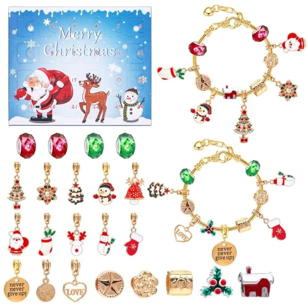 Mode Jul Adventskalender Xmas Blind Box Charm DIY Armband Making Set Handheld 24 Countdown Calendar DIY Smycken Present style 18