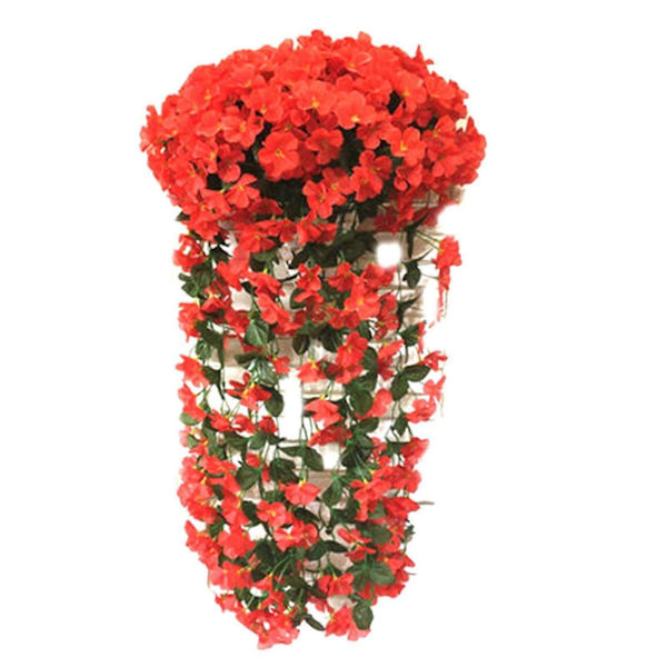Konstgjord Falsk Hängande Blommor Vinranka Växt Hem Trädgård Dekor Inomhus Utomhus Parti Gåva Red