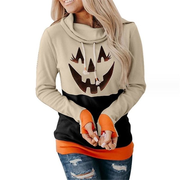 Kvinnor Halloween sweatshirts Pumpa Face Dans Skelettskjorta Långärmad tröja Rolig grafisk tröja style 12 M