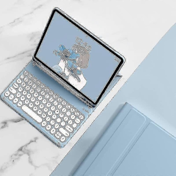 Ipad 10. generation 10,9\" tastaturetui sødt rundt tastatur trådløst aftageligt Bt tastaturdæksel til Ipad 10 10,9-tommer Yellow
