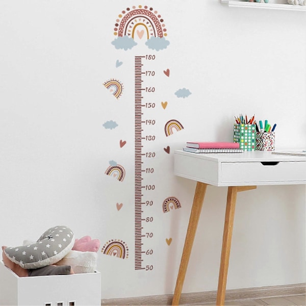 2 stk./sett Veggklistremerker Avtakbare Enkle å Lime Sky Hjerte Mønster Klar Skala DIY Dekor Barn Høyde Diagram Regnbue Veggdekaler Soveromsdekor Qing