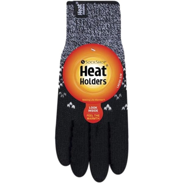 Dam Söta Randiga Fairisle Termiska Stickade Fleecefodrade Vinterhandskar Black(Trondheim) M-L