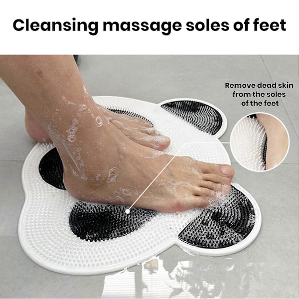 Tecknad Panda Huvud Golvmatta Multifunktionell Dusch Fot & Kroppsskrubbmatta Tjock Halkfri Ryggskrubbare Badkarsmatta för Badmassage Exfoliering