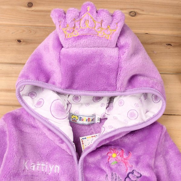 Barn Pojke Flicka Fleece Badrock Morgonrock Nattkläder Pyjamas med Huva Purple 100