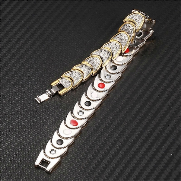 Magnetarmband Guldpläterat Hälsovård Helande Halvmåne Unisex Magnetisk Terapeutisk Armring för Dejting