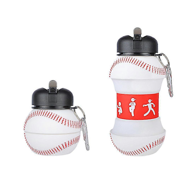 Vikbar Silikon Vattenflaska Portabel Läcksäker Sportflaska Tätning Anti-dropp Resemugg Baseball Bottle