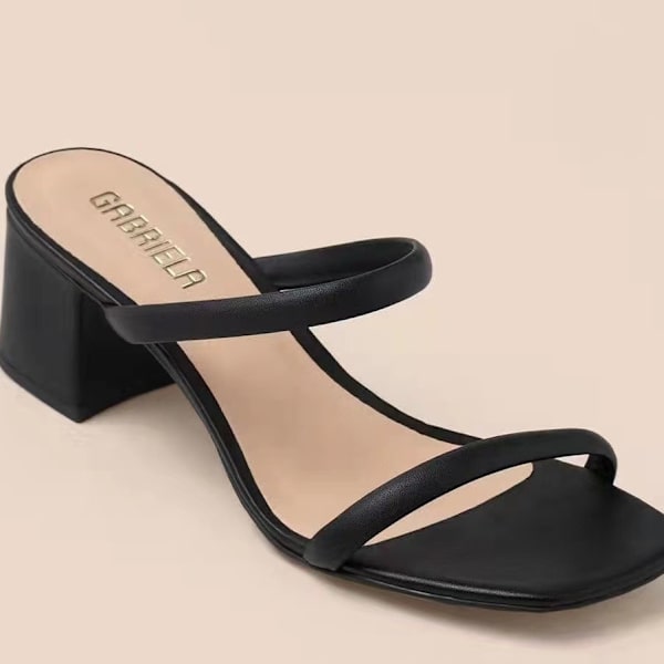 Damtofflor med öppen tå, mode enfärgad utomhus fyrkantig klack sandaler sexiga badtofflor högklackat Emerald green 41