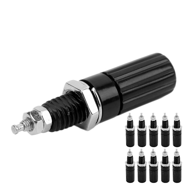10 stk. M3 Terminal 4mm Bananstik Sokkel Skrue Panel Jack Terminal Stik til Elektronisk Udstyr Sort