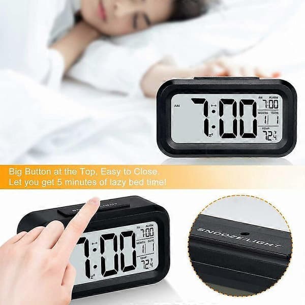 Väckarklocka, Liten digital väckarklocka, 5,1\" LCD-skärm med snooze