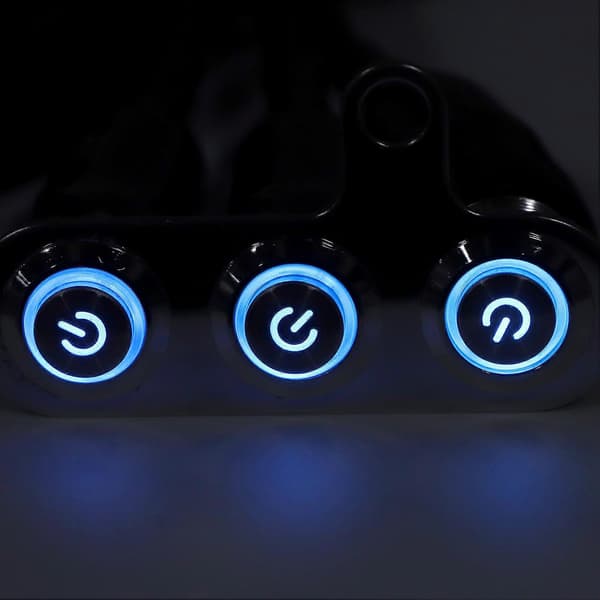 12V Rostfritt Stål Motorcykelstyre Strömbrytare LED Modifieringsfäste Kontroll Tryckknapp Med 3st Strömbrytare